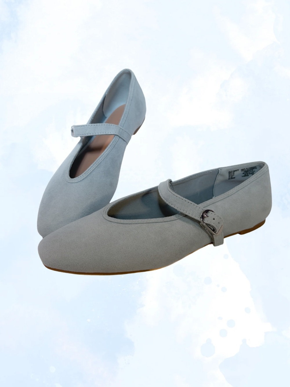 Old Navy Mary Jane Blue Gray Suede Ballet Flats - Size 8.5, NWOT